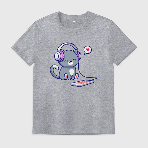 Мужская футболка Котёнок меломан / Меланж – фото 1