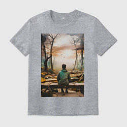 Мужская футболка Мальчик на скамейке