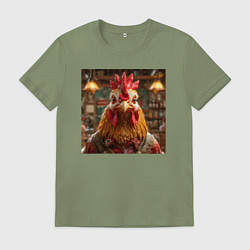 Футболка хлопковая мужская Петух, цвет: авокадо