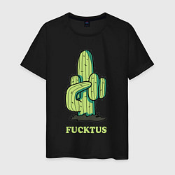 Футболка хлопковая мужская Cactus - fucktus, цвет: черный