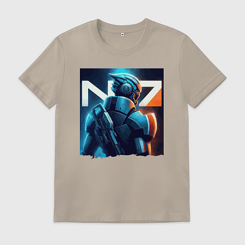 Мужская футболка Mass Effect - character ai art fantasy / Миндальный – фото 1