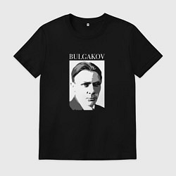 Футболка хлопковая мужская Михаил Булгаков портрет, цвет: черный