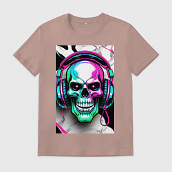Мужская футболка Череп в наушниках