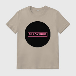 Футболка хлопковая мужская Blackpink logotype - group of South Korea, цвет: миндальный