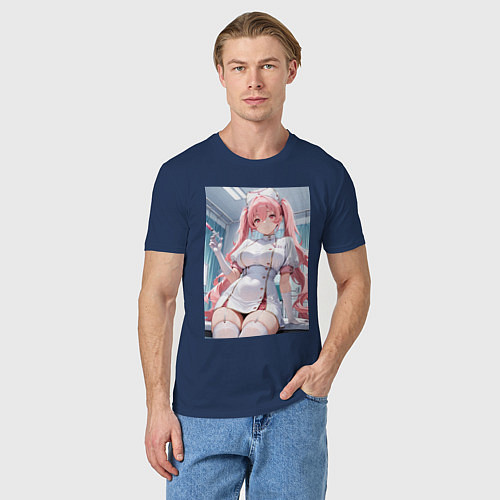 Мужская футболка Медсестричка сделает тебе укол любви / Тёмно-синий – фото 3