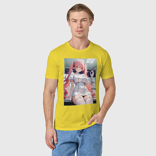 Мужская футболка Медсестричка сделает тебе укол любви / Желтый – фото 3