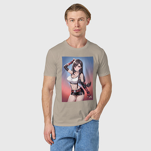 Мужская футболка Тифа Локхарт из Final Fantasy VII / Миндальный – фото 3