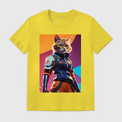 Футболка хлопковая мужская Ультразверьки кошка, цвет: желтый