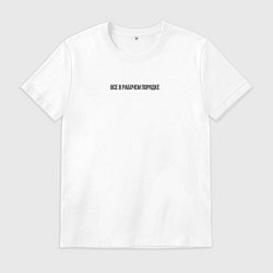 Футболка хлопковая мужская Все в рабочем порядке с надписью, цвет: белый