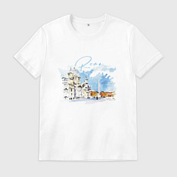 Мужская футболка Италия Рим - акварельный набросок