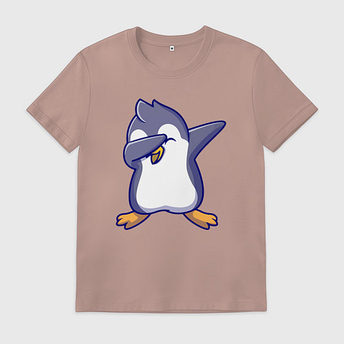 Мужская футболка Dab penguin / Пыльно-розовый – фото 1