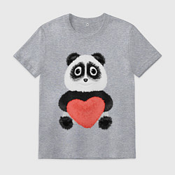 Мужская футболка Плюшевый панда с красным сердцем