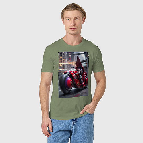Мужская футболка Девушка на футуристическом мотоцикле / Авокадо – фото 3