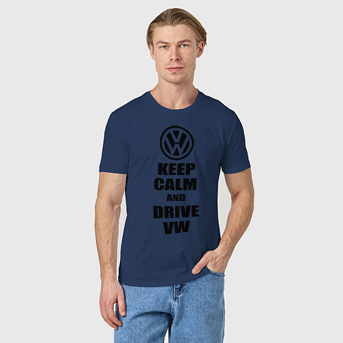 Мужская футболка Keep Calm & Drive VW / Тёмно-синий – фото 3