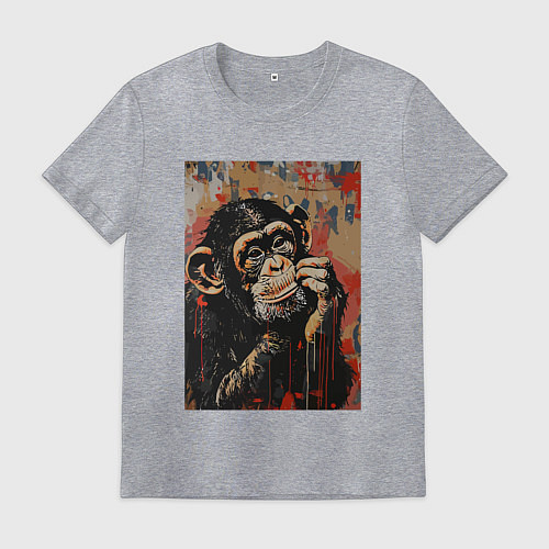 Мужская футболка Задумчивая обезьянка / Меланж – фото 1