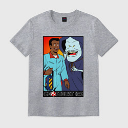 Футболка хлопковая мужская Ghostbusters - Winston and the sandman, цвет: меланж