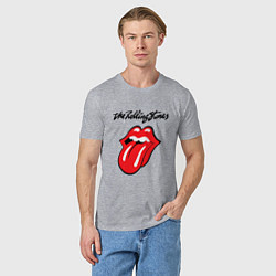 Футболка хлопковая мужская Rolling Stones - logo, цвет: меланж — фото 2