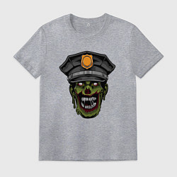 Футболка хлопковая мужская Зомби полицейский, цвет: меланж