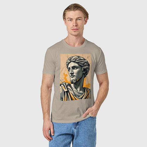 Мужская футболка Арт с античным портретом / Миндальный – фото 3