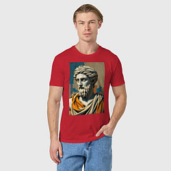 Футболка хлопковая мужская Античная статуя в теплых тонах, цвет: красный — фото 2