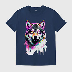 Мужская футболка Волчья морда - нейроарт