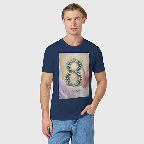 Мужская футболка Ландыши на 8 марта / Тёмно-синий – фото 3
