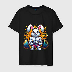 Футболка хлопковая мужская Gym bunny barbell, цвет: черный