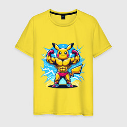 Футболка хлопковая мужская Big Pikachu, цвет: желтый