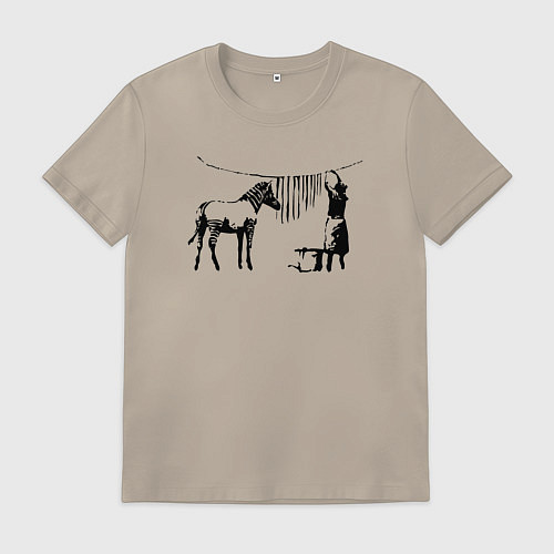 Мужская футболка Banksy zebra / Миндальный – фото 1