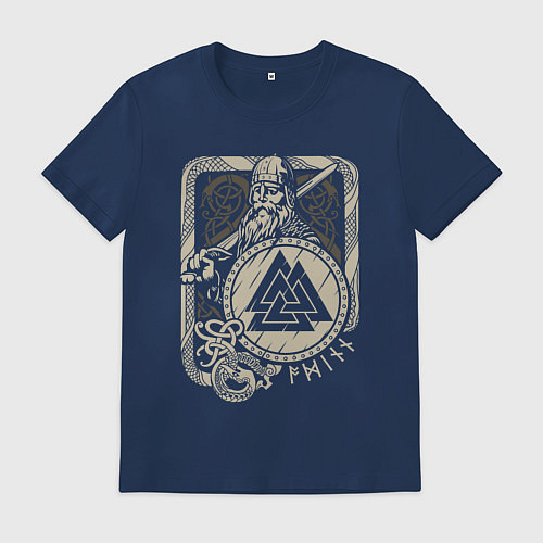 Мужская футболка Воин с щитом и мечом / Тёмно-синий – фото 1