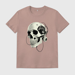 Мужская футболка Кибернетический череп с проводами
