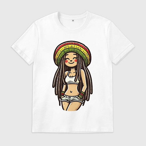 Мужская футболка Smile jamaica girl / Белый – фото 1