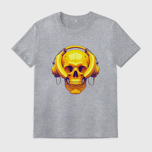 Мужская футболка Yellow skull and bananas - cyberpunk / Меланж – фото 1