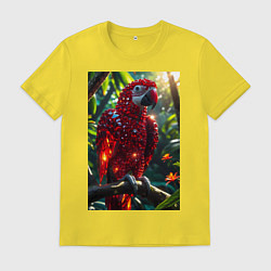 Футболка хлопковая мужская Попугай из драгоценных камней, цвет: желтый