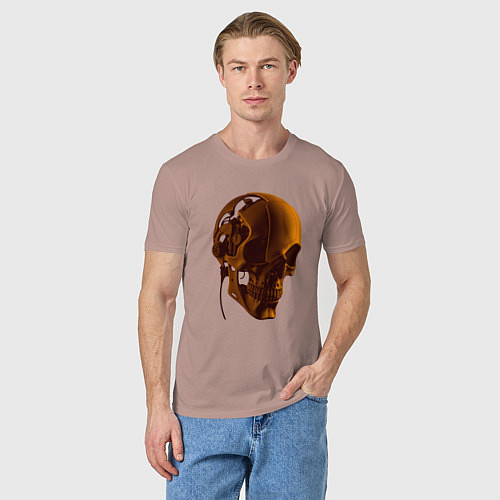 Мужская футболка Оранжевый череп в тенях / Пыльно-розовый – фото 3