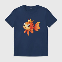 Мужская футболка Мультяшная золотая рыбка в короне