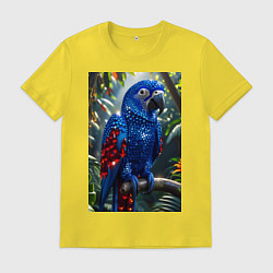 Футболка хлопковая мужская Попугай из драгоценных камней, цвет: желтый