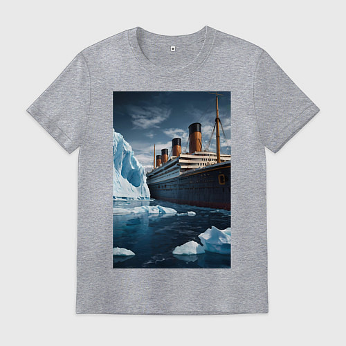 Мужская футболка Титаник плывет среди айсбергов / Меланж – фото 1