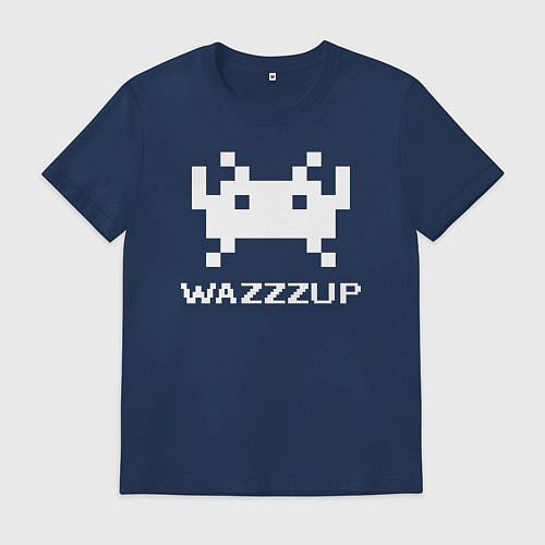 Мужская футболка Space invader wazzzup / Тёмно-синий – фото 1