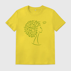 Футболка хлопковая мужская Эко девчонка, цвет: желтый