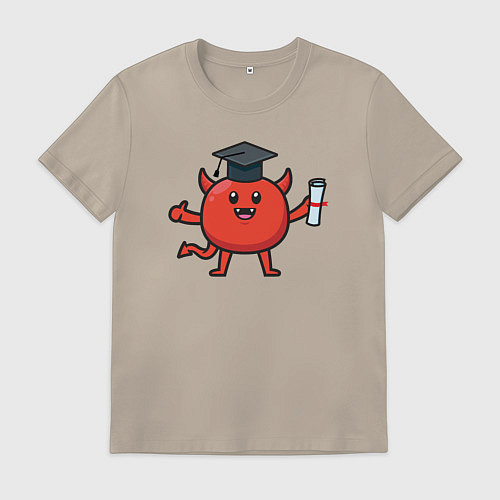 Мужская футболка Дьяволёнок выпускник / Миндальный – фото 1
