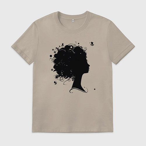 Мужская футболка Girl flowers / Миндальный – фото 1