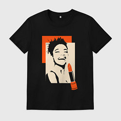 Мужская футболка Девушка с помадой в стиле поп-арт