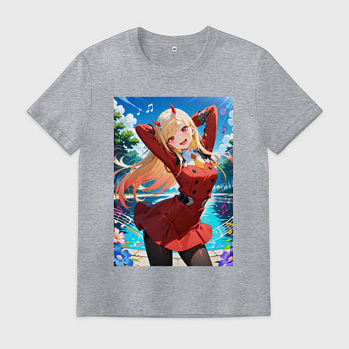 Мужская футболка Марин Китагава косплей 002 Darling in the Franxx / Меланж – фото 1