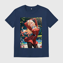 Футболка хлопковая мужская Марин Китагава косплей 002 Darling in the Franxx, цвет: тёмно-синий