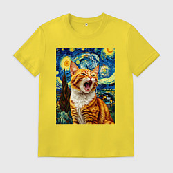 Футболка хлопковая мужская Крик котика, цвет: желтый