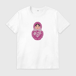 Мужская футболка Матрёшка в розовом