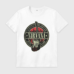 Футболка хлопковая мужская Нирвана гранж, цвет: белый