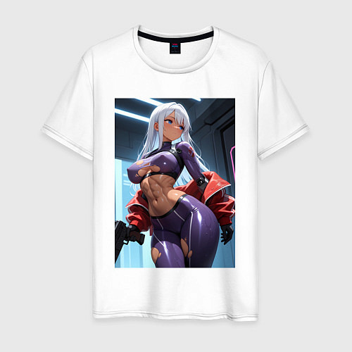 Мужская футболка Девушка-киллер с пистолетом / Белый – фото 1