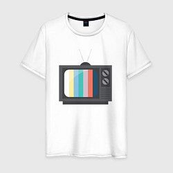 Футболка хлопковая мужская Old television, цвет: белый